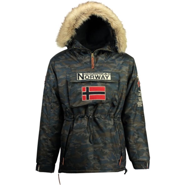 Geographical Norway Parka De Hombre Boomerang Camo Azul Marino Navy
