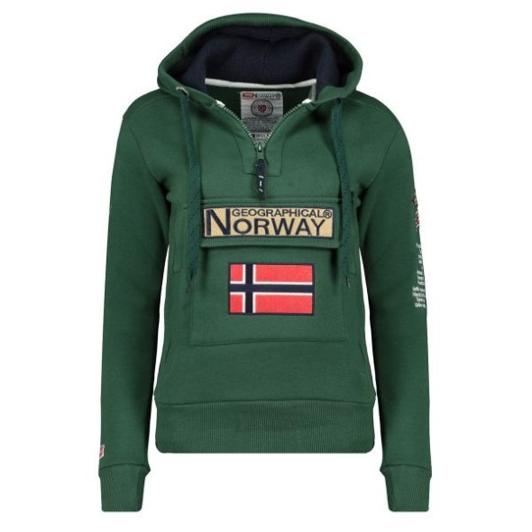 Geographical Norway Sudadera De Mujer Gymclass Verde Oscuro Rosa