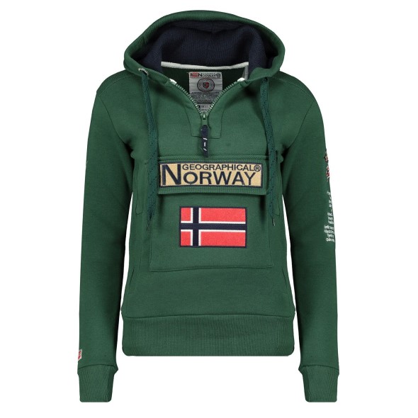 Geographical Norway Sudadera De Mujer Gymclass Verde Oscuro Rosa