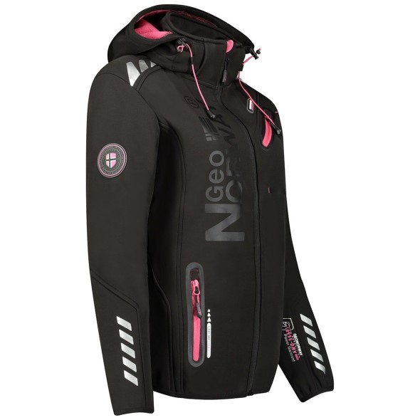 Geographical Norway Chaqueta Softshell De Mujer Reine Negro / Llamativo Rosa Rosa